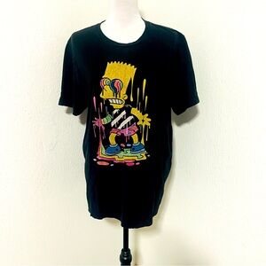 Vintage Men’s Size XL Trippy Bart Simpson Paint Drip 100% Cotton T-Shirt Black